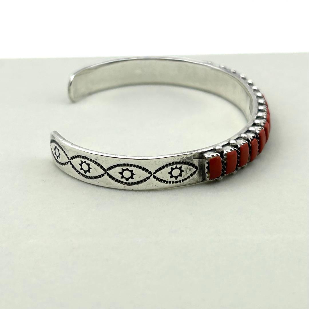 STERLING スターリング バングル 赤珊瑚？ インディアンジュエリー
