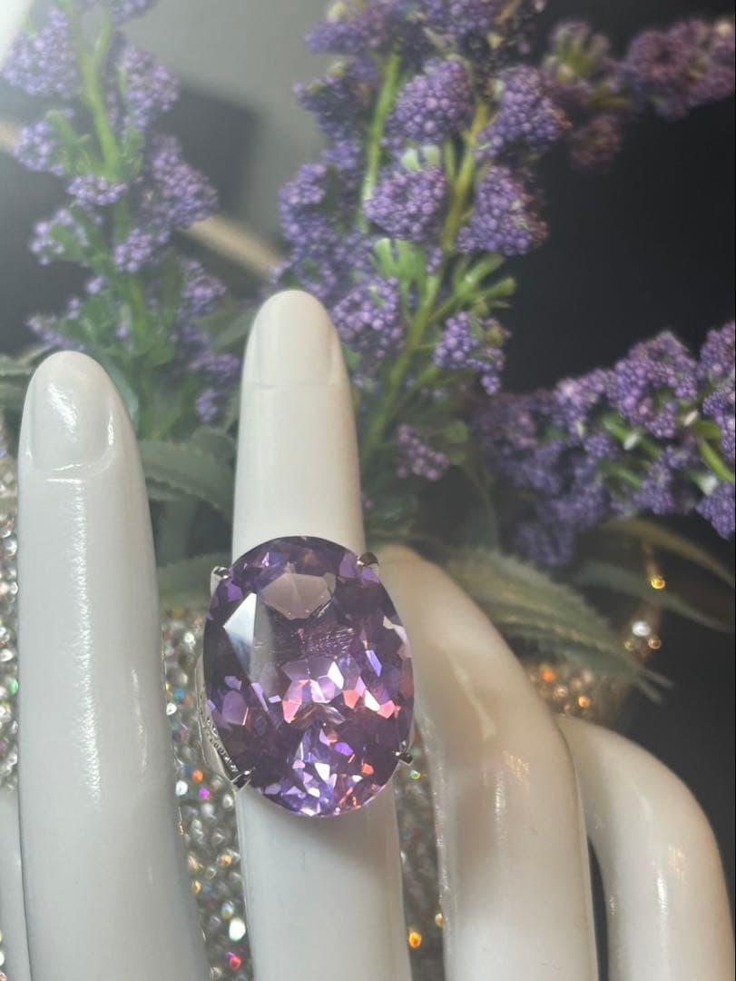 コ*ン様 天然石アメシスト特大リング13号限定サイズ
