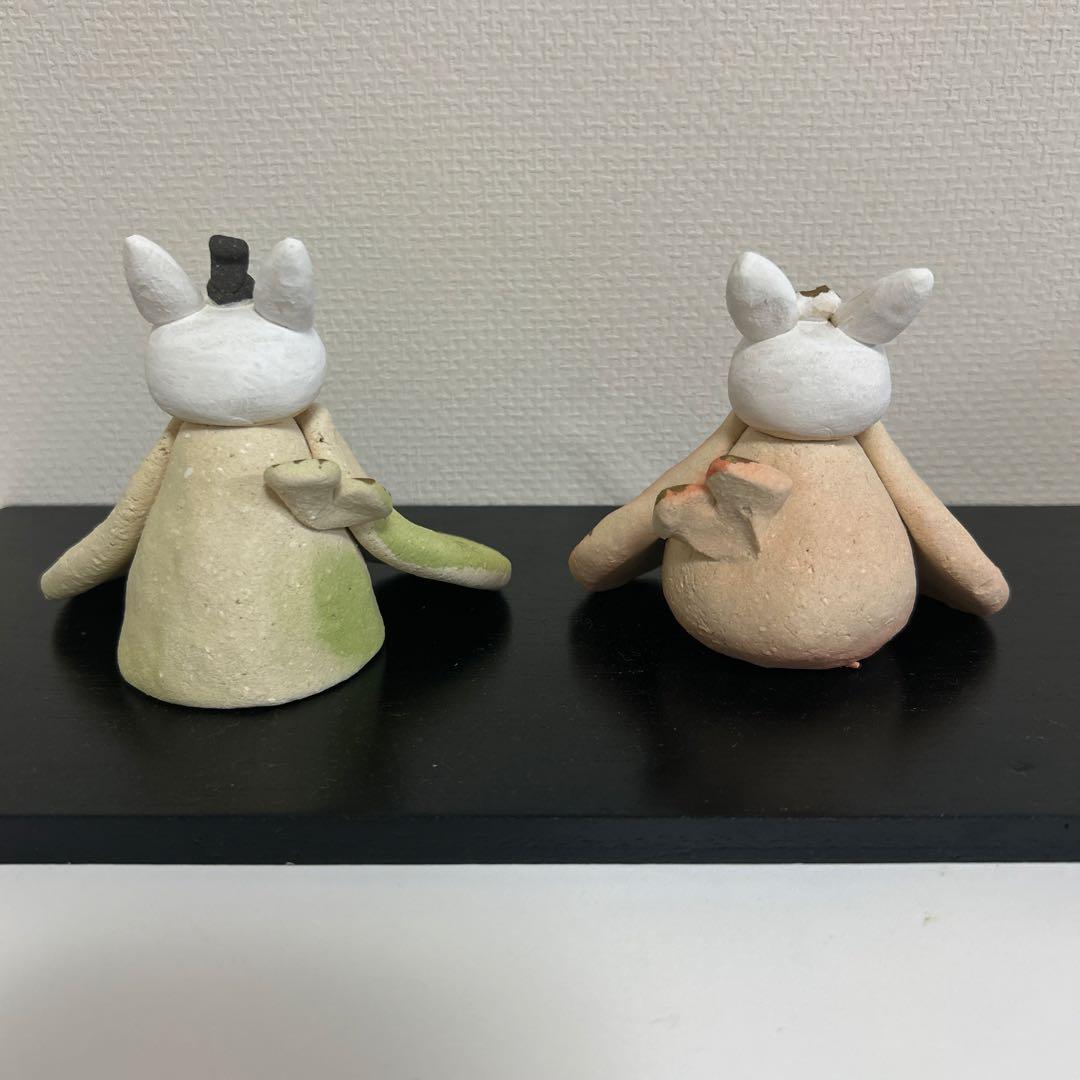作家　陶芸作家　雛人形 陶器 濱田ひろこ作 うさぎ雛　板なし