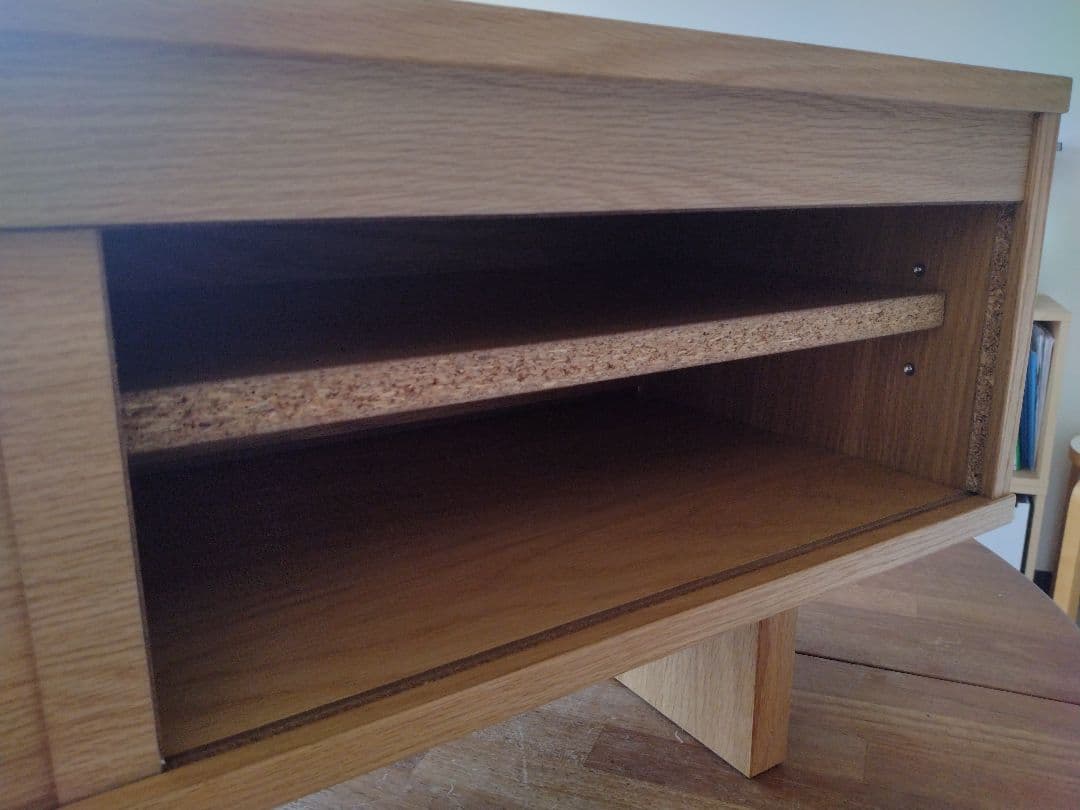 訳あり美品】MUJI無印良品 オーク材テレビ台110cm/引戸AVラックボード