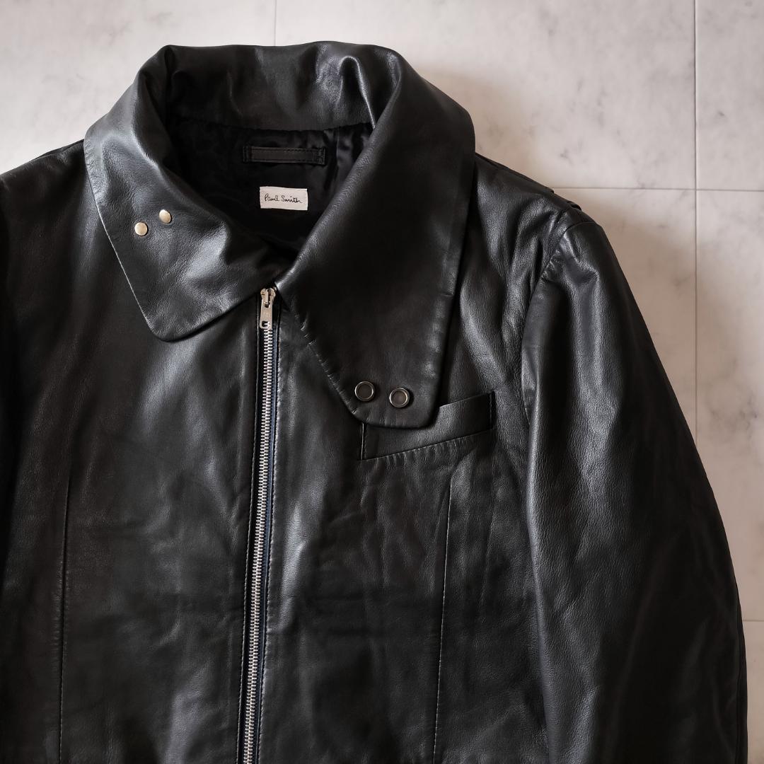 ポールスミス 10AW コレクションモデル 変形襟レザージャケット M ブラック