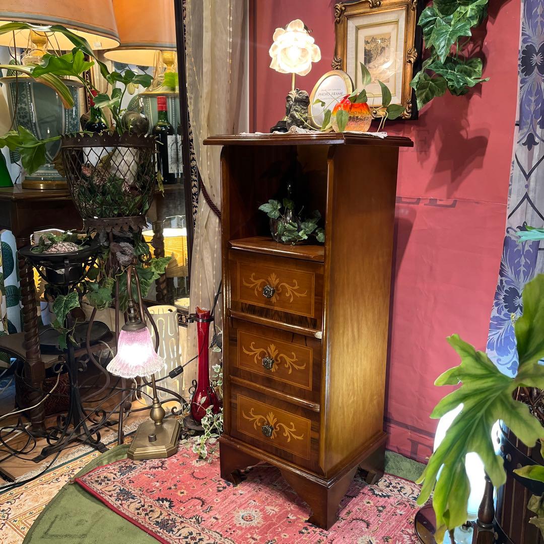 Sale イタリアン アンティークPT 象嵌 3DRコンパクト キャビネット