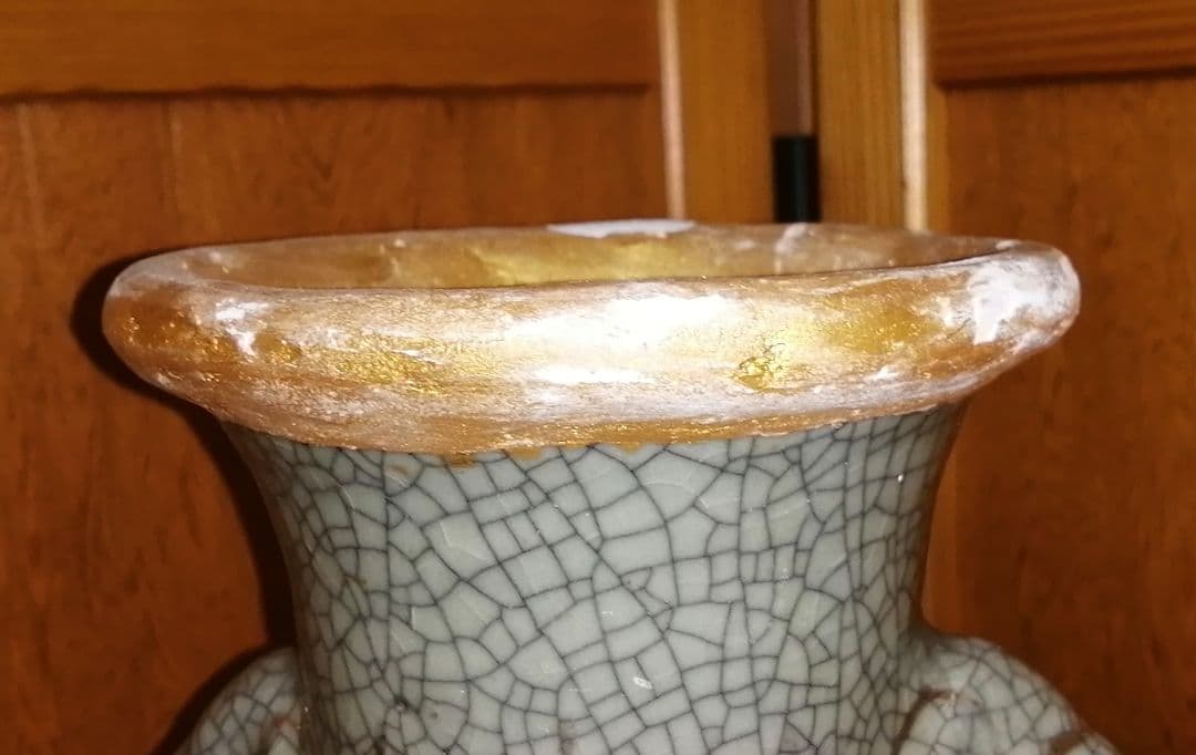 相馬焼　双駒　金彩　双耳大花瓶　希少品　大正期頃　高さ約34cm　骨董　古美術