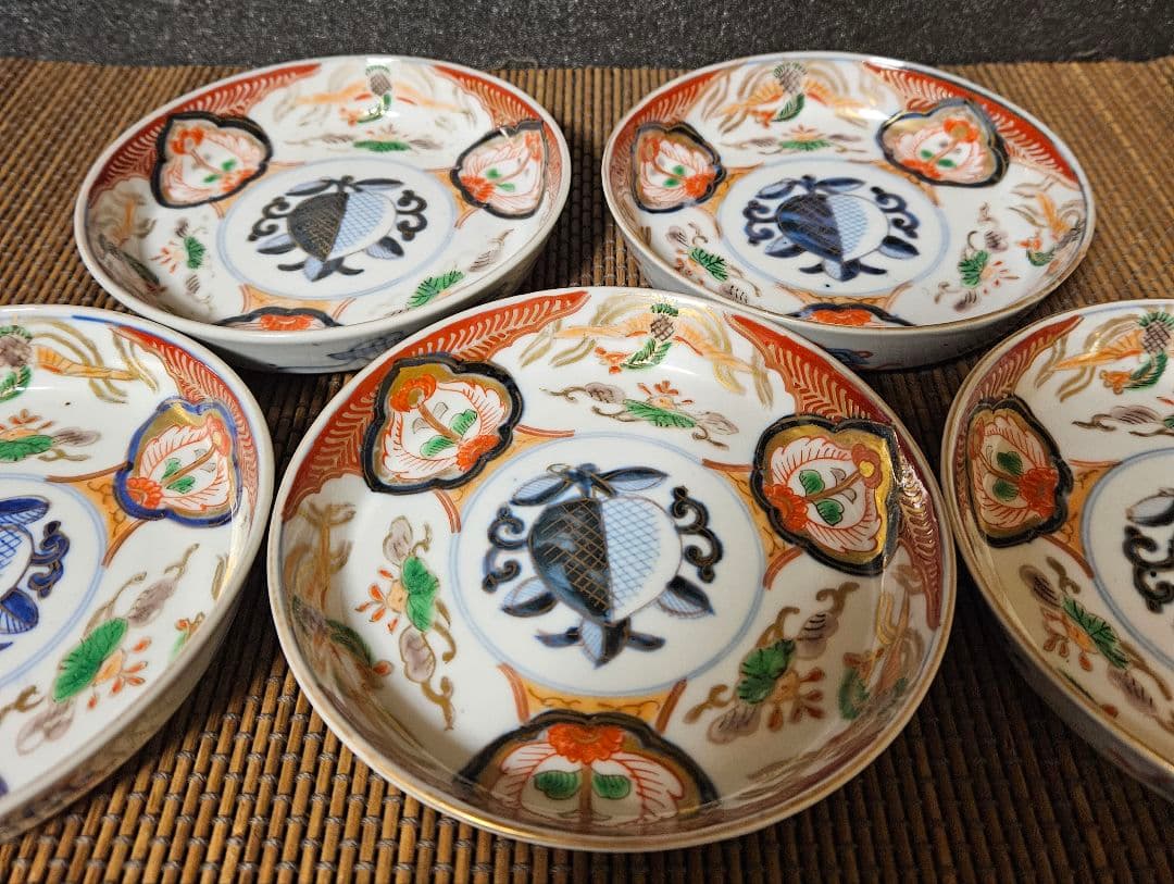 明治時代古伊万里錦手芭蕉に鳥紅葉に鳥見込みに鳳凰図36.5cm大皿