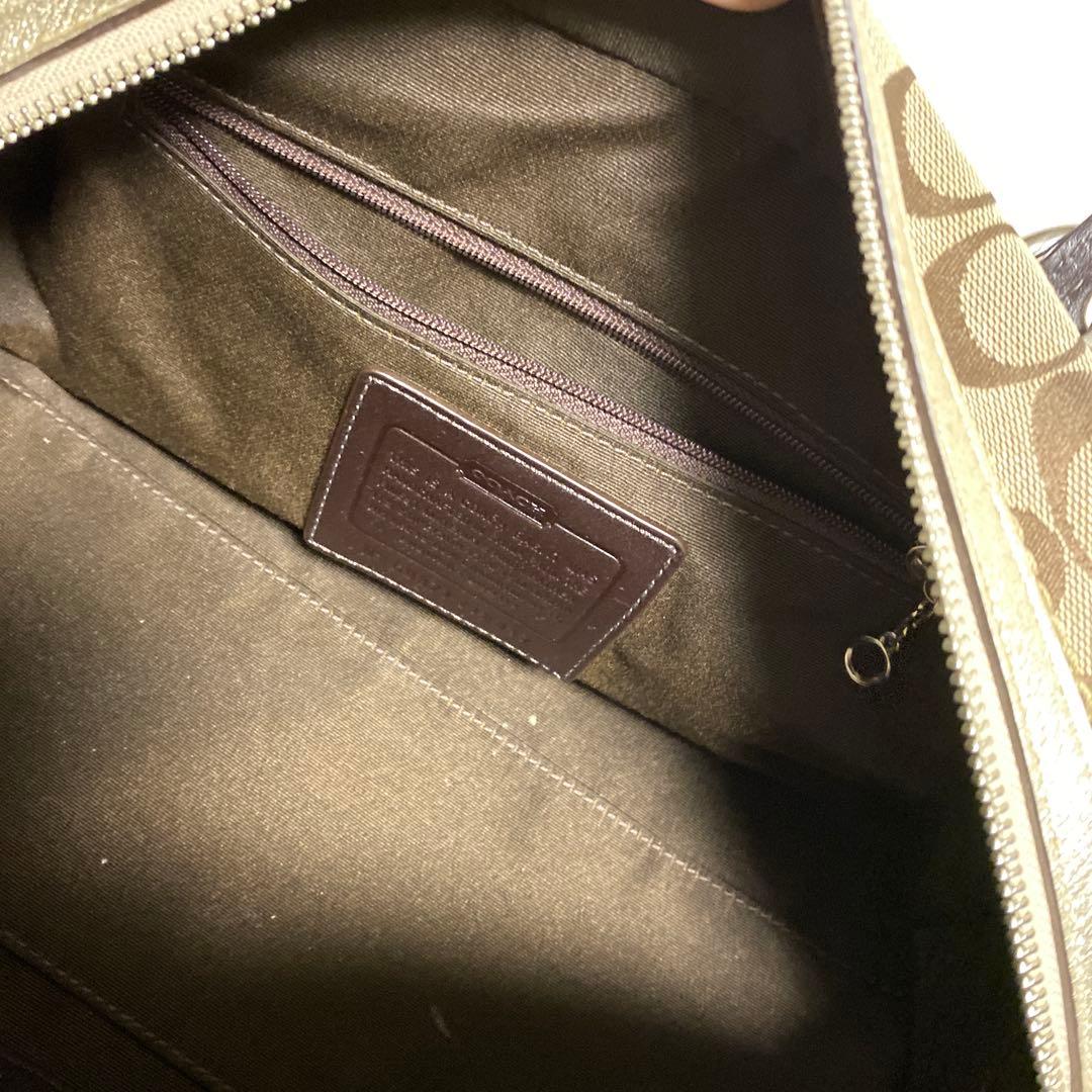【美品】COACH ベージュゴールド シグネチャー ハンドバッグ Y2K