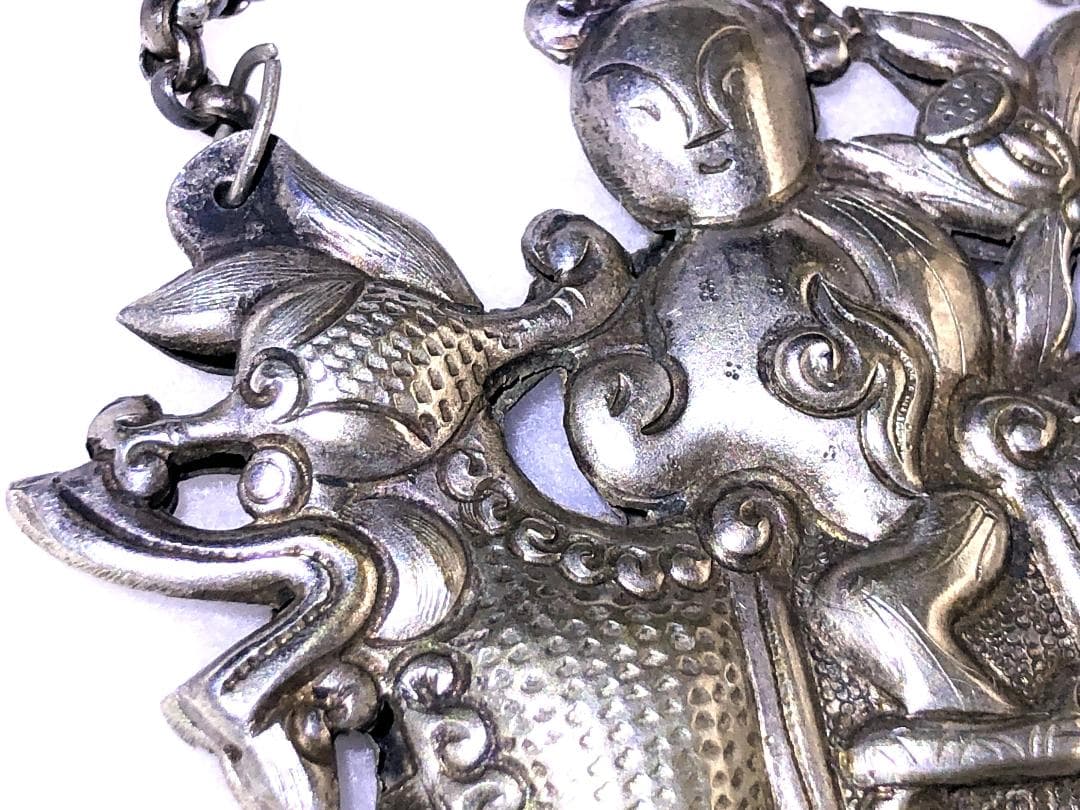 【 光緒年間吊銀 】　水滸伝燕青　清朝文物古玩