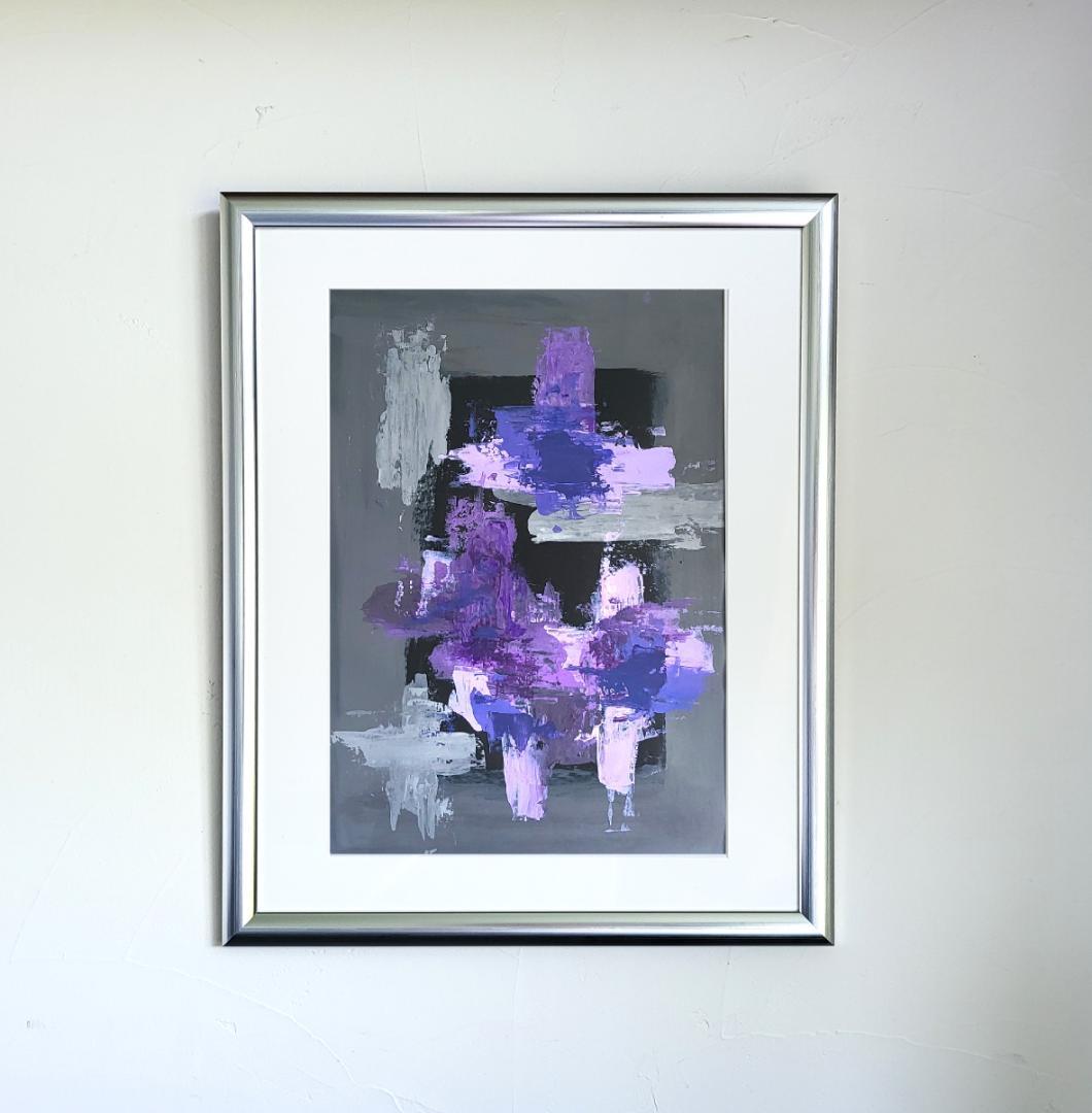 紫 / 抽象画 A3 額縁セット 53×44㎝ 原画1点のみ モダンアート
