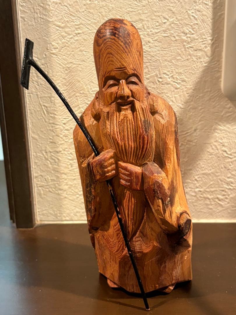 七福神昭和レトロ⭐︎福禄寿の木工像木彫り - メルカリ