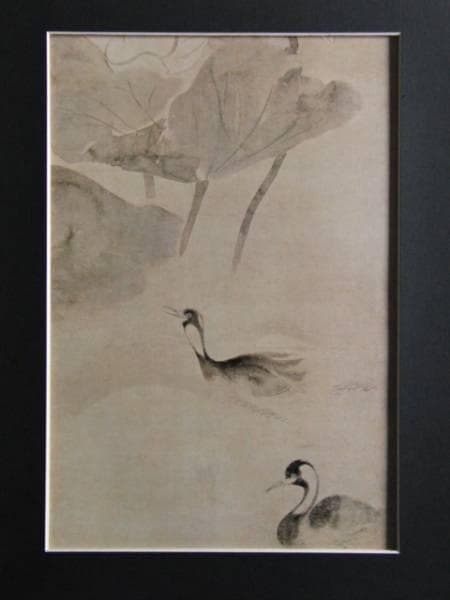 俵屋宗達、蓮池水禽図、超希少・大判画集画、新品高級額装付