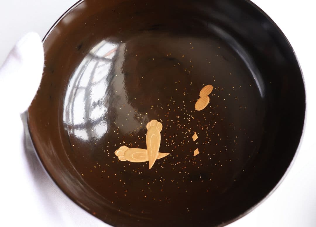 MB191】輪島塗 宝尽くし金蒔絵 黒塗椀 五客 天然木漆塗 大正昭和 茶