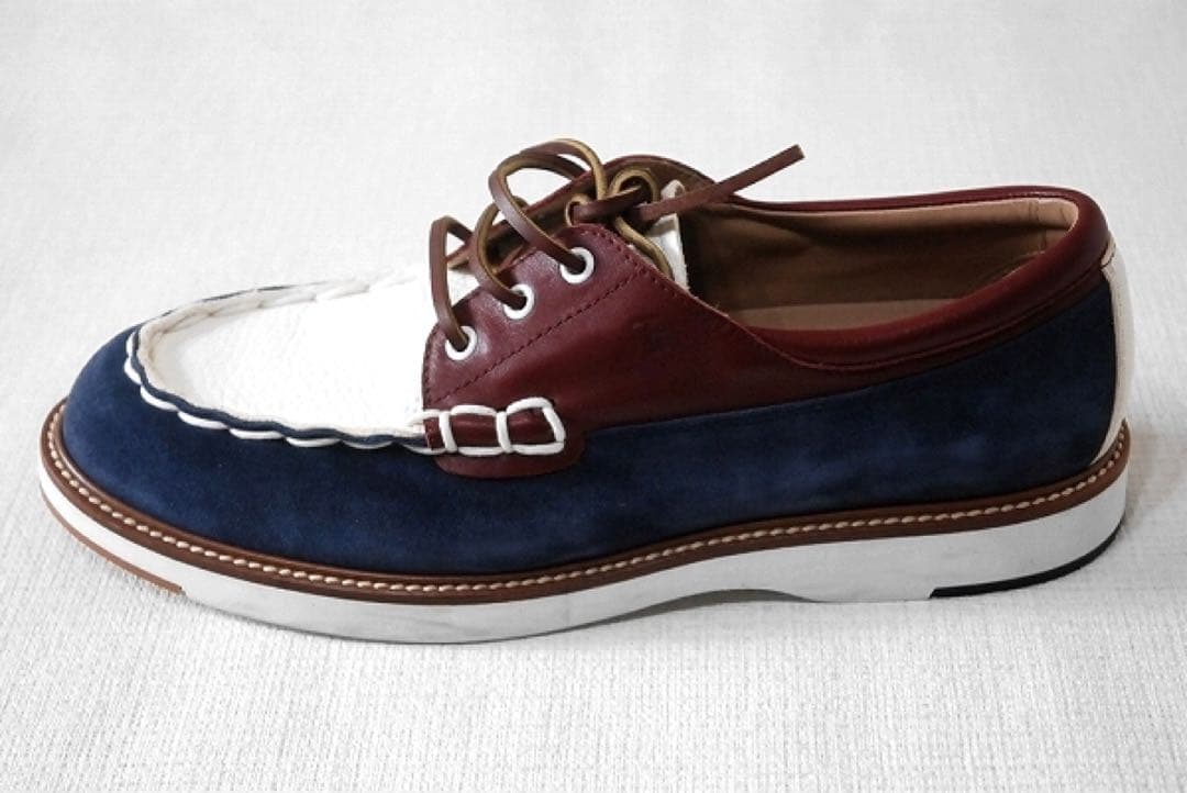 TOD'S デッキシューズ 27cm 紺×白×ボルドー イタリア製