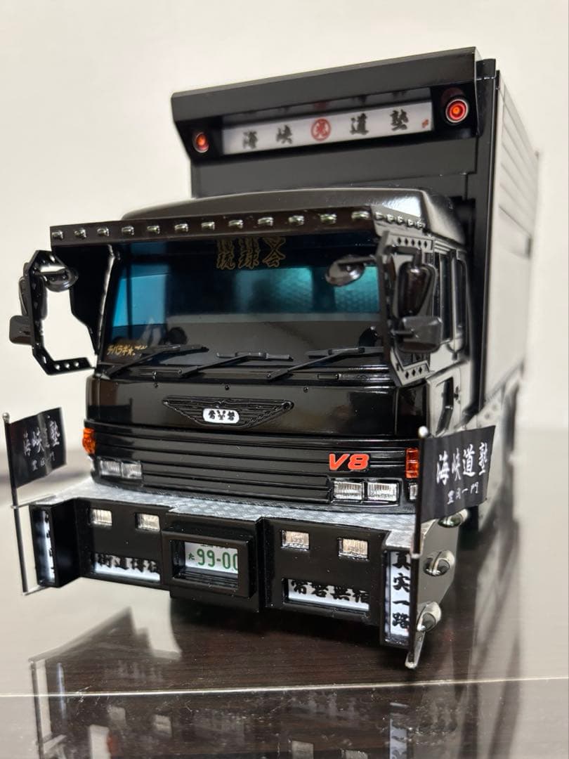 デコトラプラモデル アオシマ 1/32 海峡道塾 怒濤 完成品 デカ箱