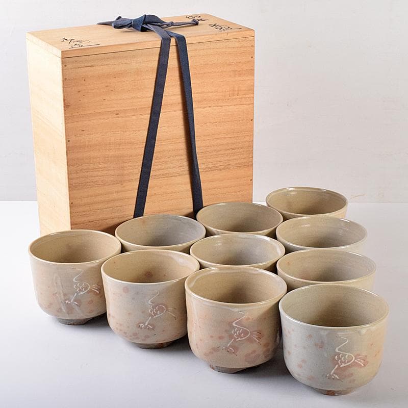 イ907 茶碗『号香舟作』『十牛 数茶碗 10客 共箱』茶道具