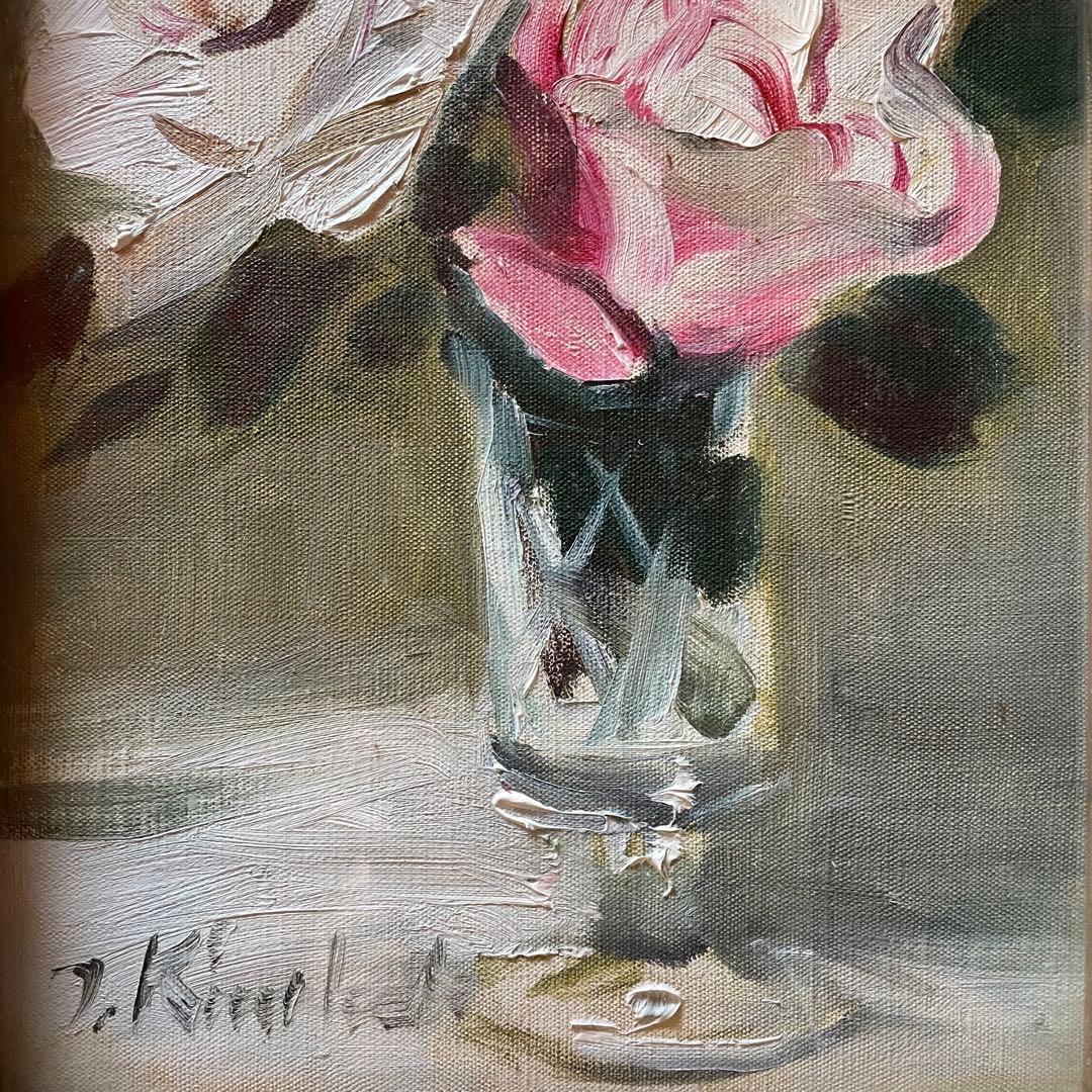 木下孝則 「ばら」 花 油彩画 作者サイン入 額付 日動画廊 25.11.30