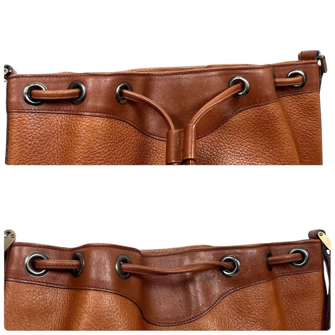 バーバリー　巾着ショルダーバッグ　ロゴ　ノバチェック　レザー　シャドーホース