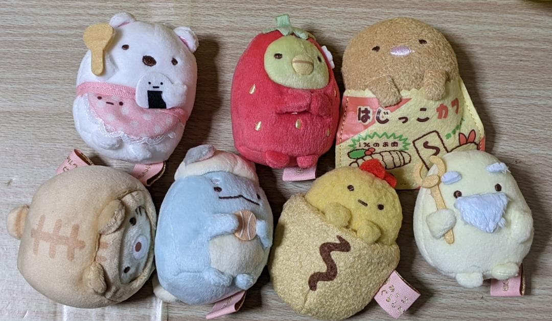 すみっコぐらし　復刻カプセルてのりぬいぐるみ7点