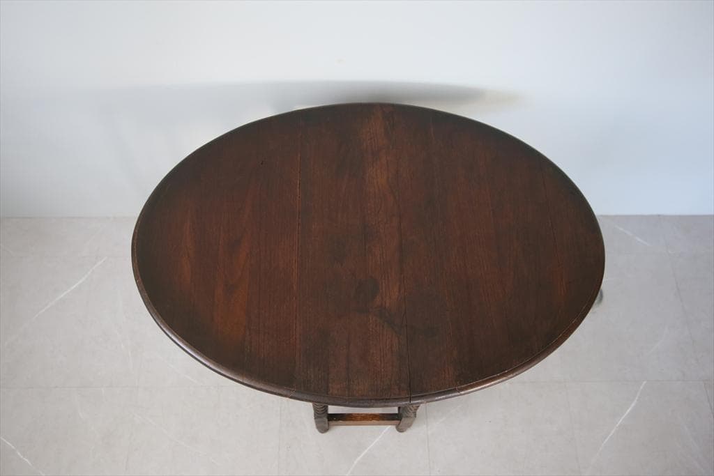 英国アンティーク木製ゲートレッグテーブル/ダイニング机バタフライ(89-136)