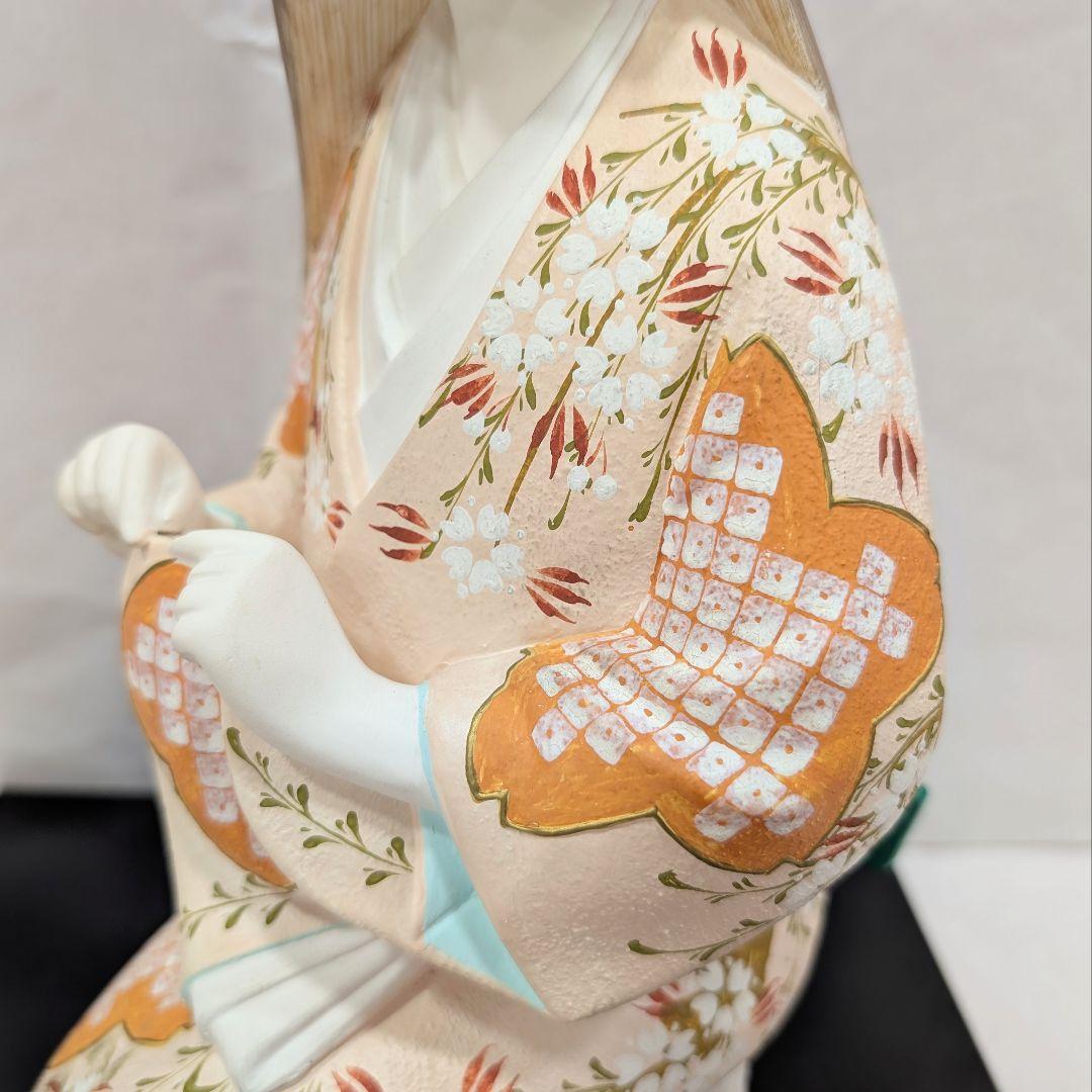 博多人形 寛作 小袖 美人座姿 日本人形 陶器人形 陶器 焼物 置物 伝統