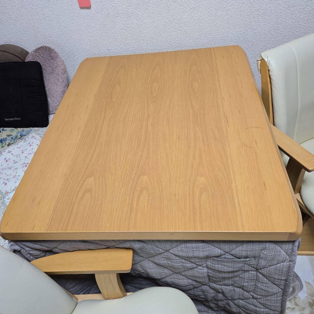 木製こたつダイニングテーブルと回転椅子セット