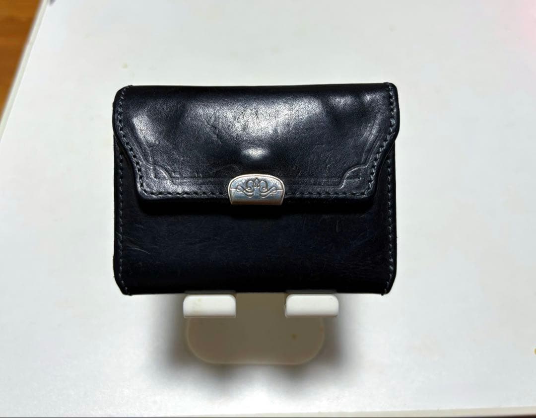 池之端銀革店プエブロレザーコンパクトウォレット　midnight