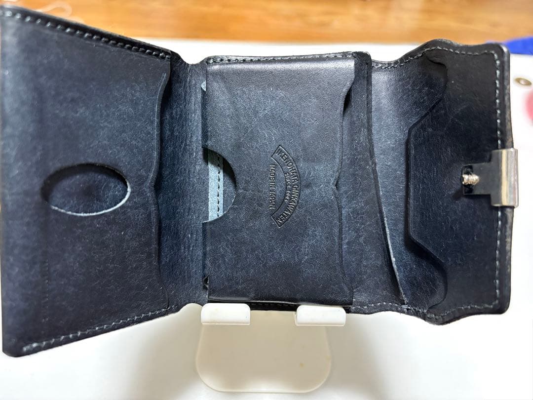 池之端銀革店プエブロレザーコンパクトウォレット　midnight