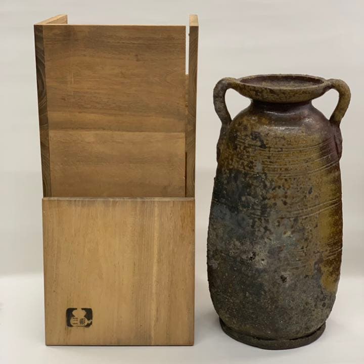 【花入10】常滑1（耳付）二代素三　高さ24.5㎝