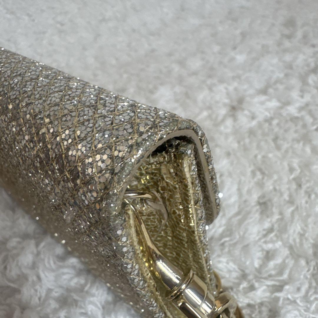 JIMMY CHOO シルバー ゴールド　パーティーバッグ　2way ラメ