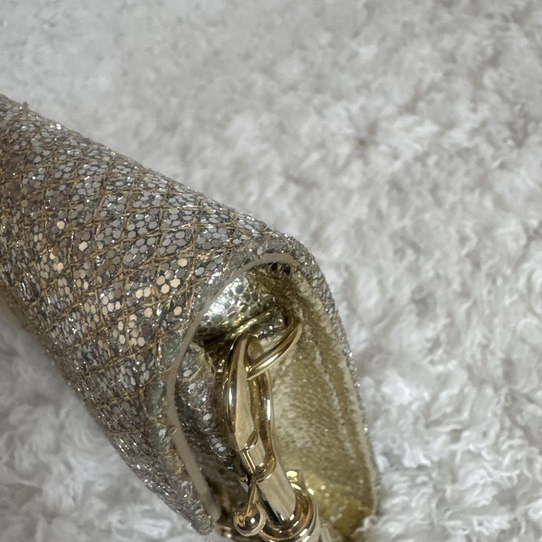 JIMMY CHOO シルバー ゴールド　パーティーバッグ　2way ラメ