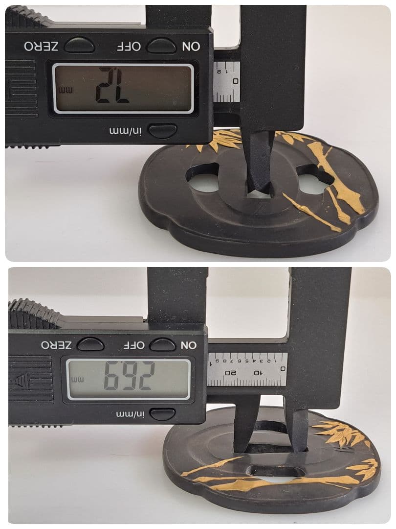 飾り鍔 3点セット 台付 透かし鍔 刀装具 Mナ