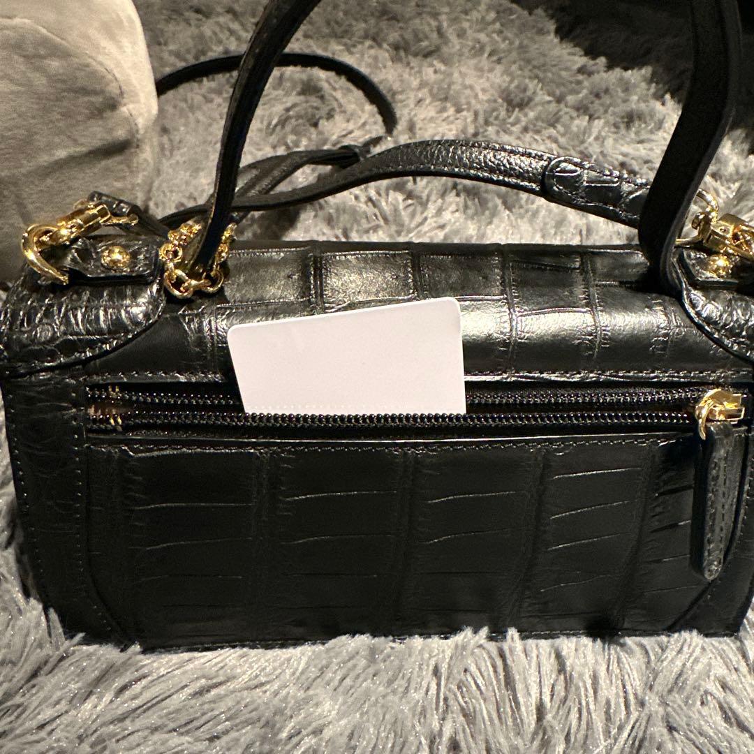 【美品】ボーグラン　クロコダイルショルダーバック　　ブラック