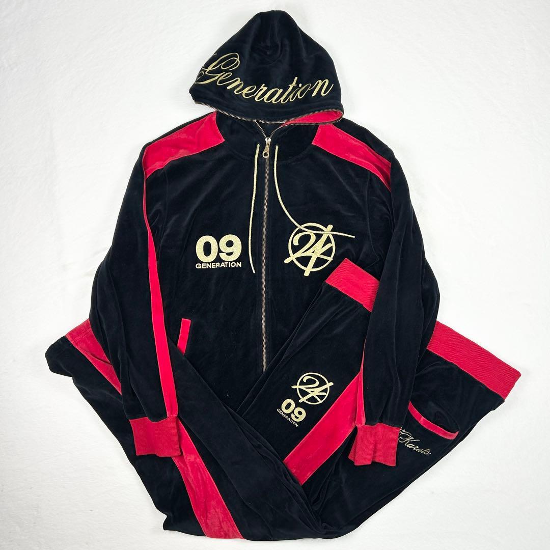 b1438【24karats】EXILE L セットアップ ジャージ ベロア 黒