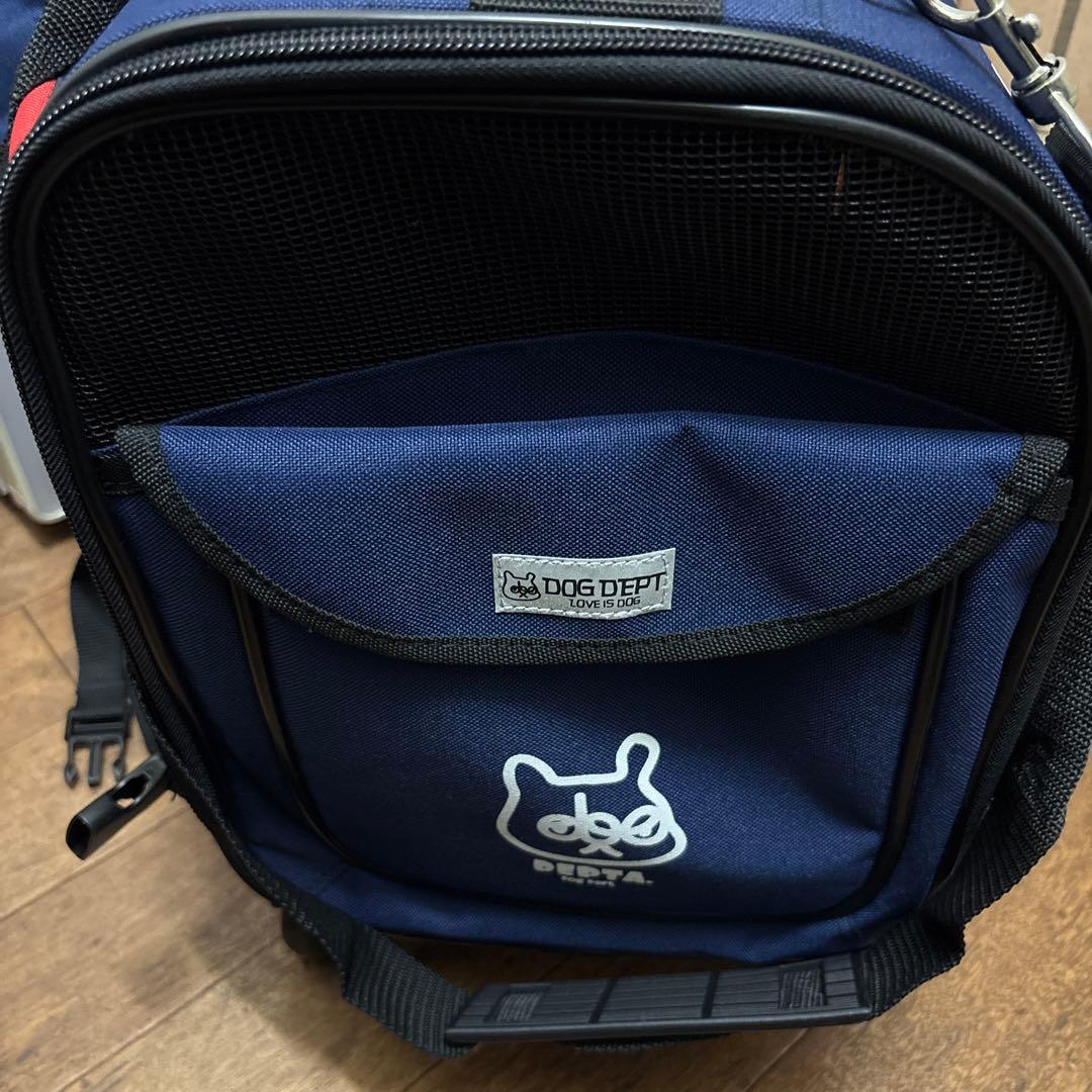DOG DEPT キャリーバッグ ネイビー/レッド キャスター 付き ボストン