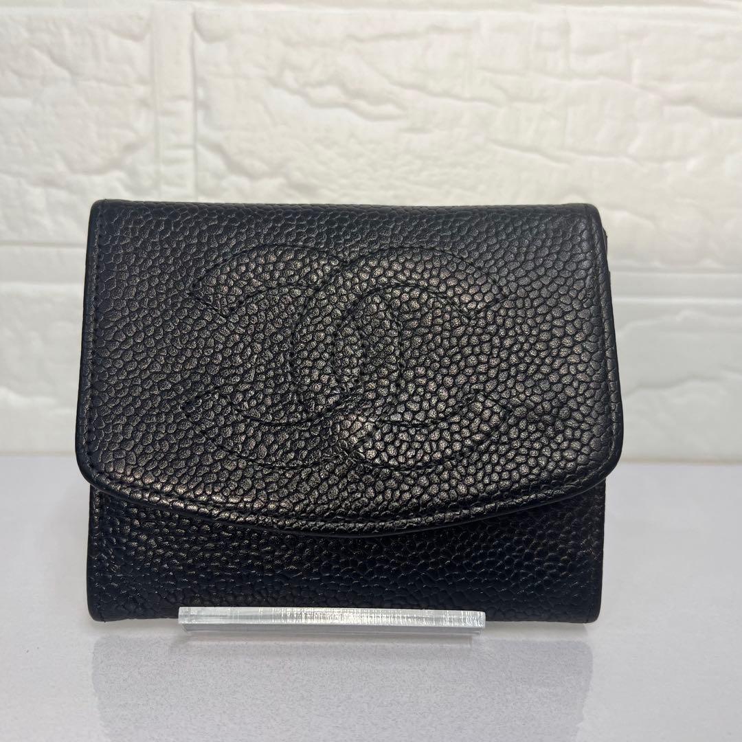 CHANEL シャネル 財布 ケース キャビアスキン ブラック デカココ