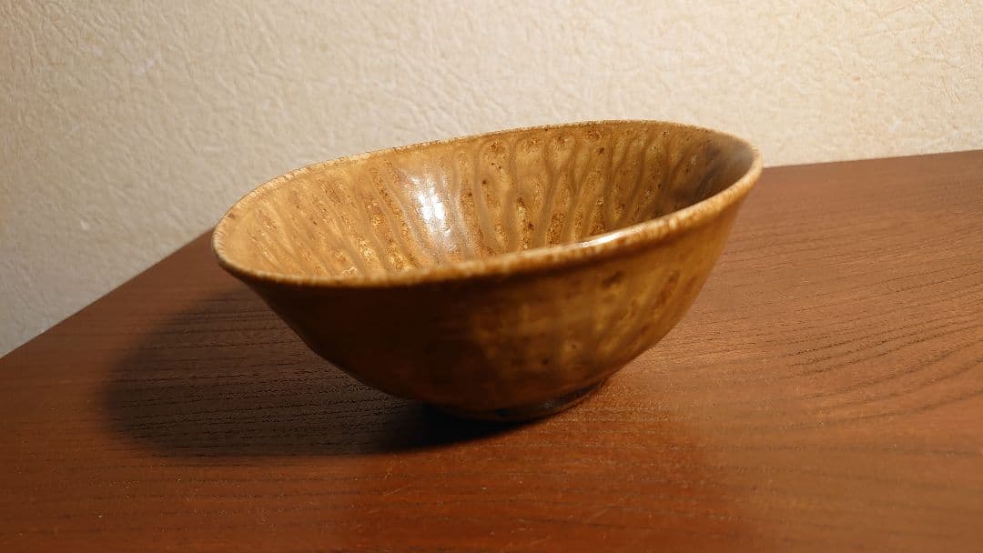 古九谷　須田靑華　靑華　初代須田靑華　伊羅保茶碗　黄瀬戸　抹茶碗　蔵出し　１客