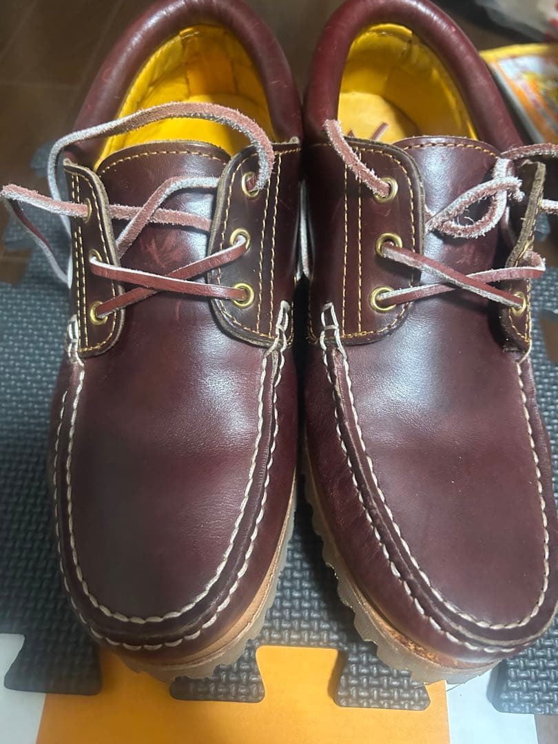 Timberland 3eyes バーガンディローファー 革靴 27cm 箱あり