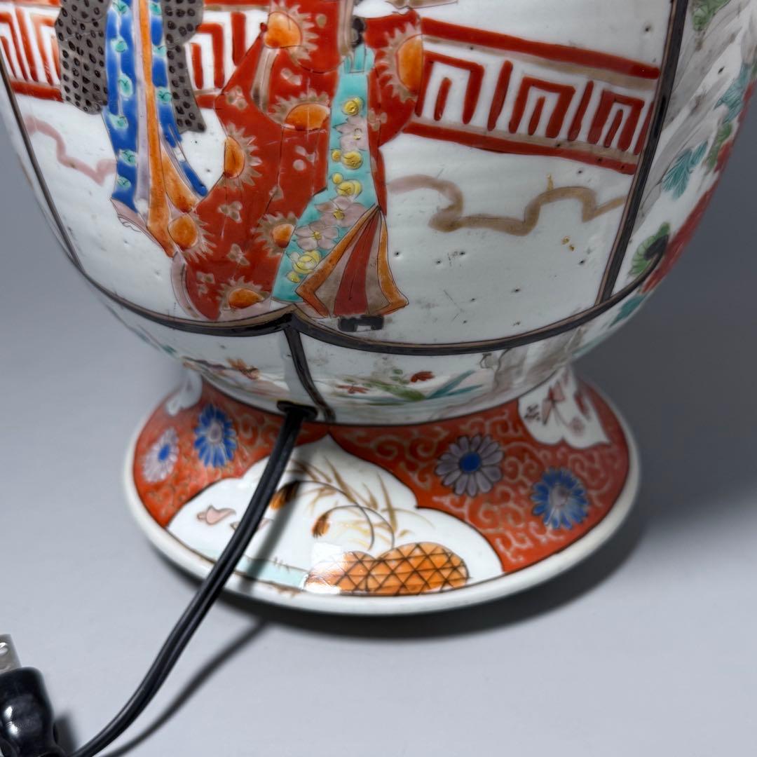 明治時代 肥碟山信甫造 ランプスタンド 高さ57cm 名品 有田焼 里帰り