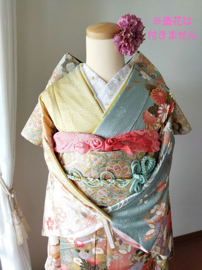 ぷたこ様 427.可憐な振袖7点セット 正絹 フルセット成人式 小田急