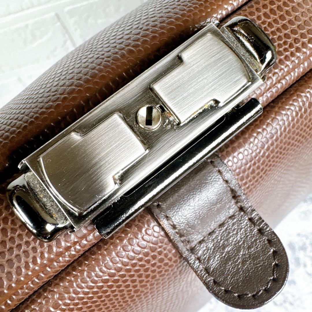 外観極美品【豊岡鞄/YOUTA】本革 LIZARD 3WAY 横ダレスL