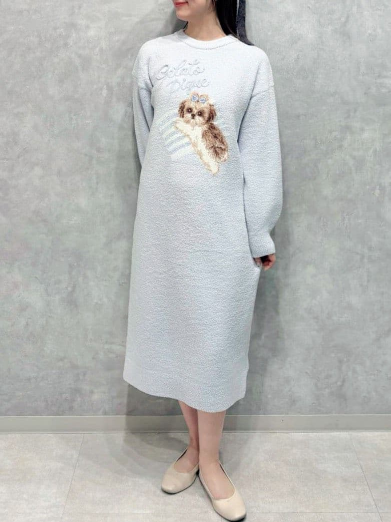 新品タグ付♥️ジェラピケ シーズージャガードワンピース BLU　ジェラートピケ