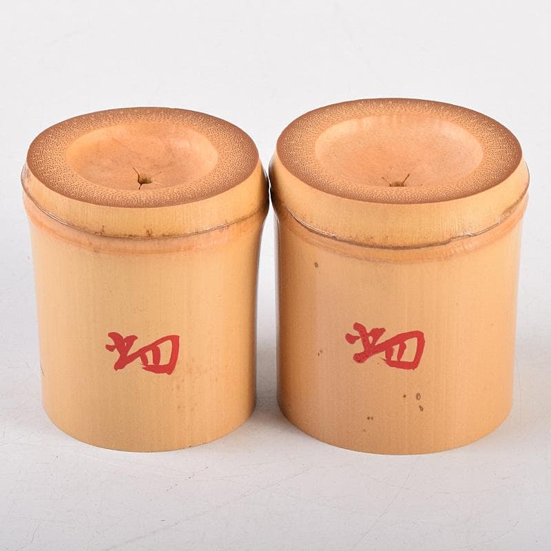 茶道具 黒田正玄作 松竹梅蒔絵 竹蓋置 一双 淡々斎極め箱 M R8489