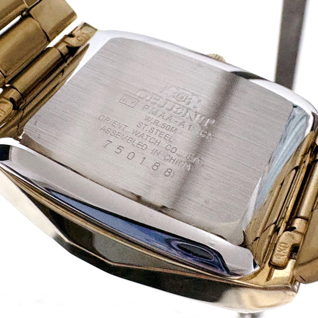 美品✨ORIENT オリエント スリースター 自動巻き デイデイト スクエア型