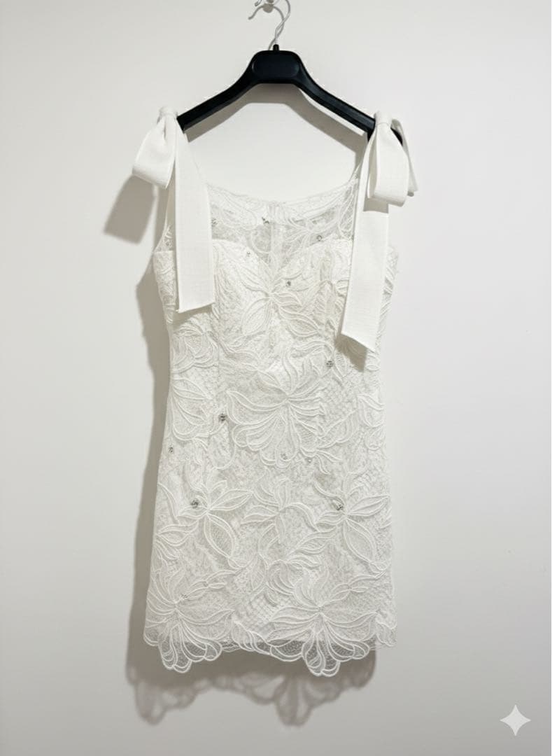 値下げ【ローブドフルール】ショルダーリボンレースミニキャバドレス（fm3457）