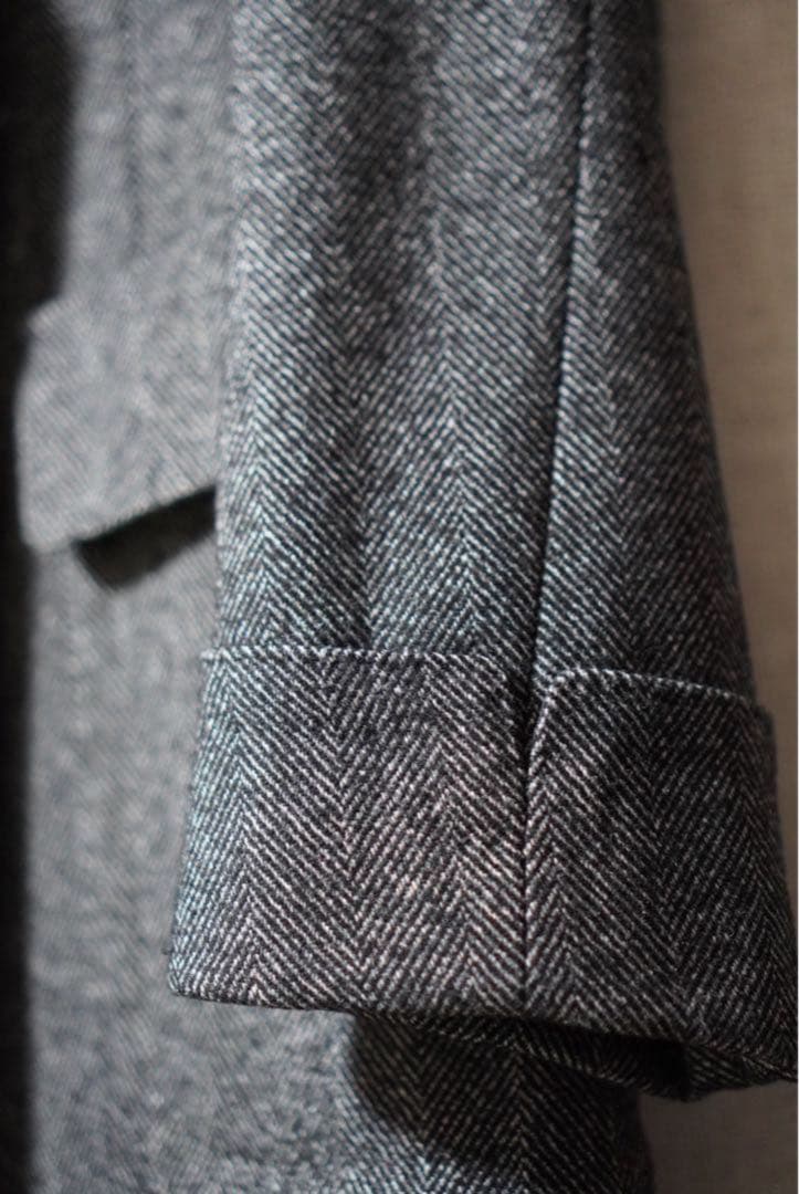 とし LARDINI グレー ヘリンボーン ポロコート 44