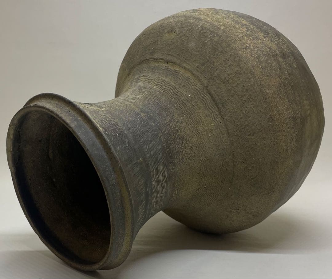 須恵器　波状文広口壺　古壺　胡麻垂れ　花入 　　　k299