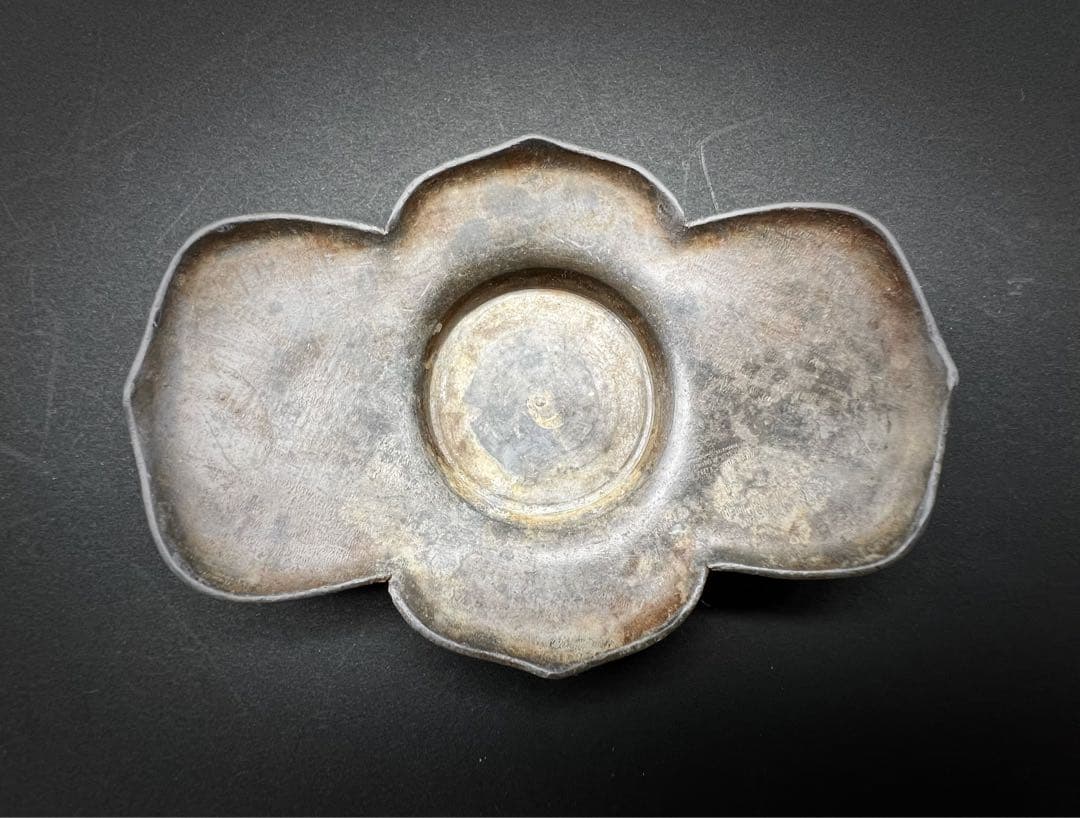 中国美術 古錫 細密彫刻 前門外楳市街永明成 托子セット 茶道具