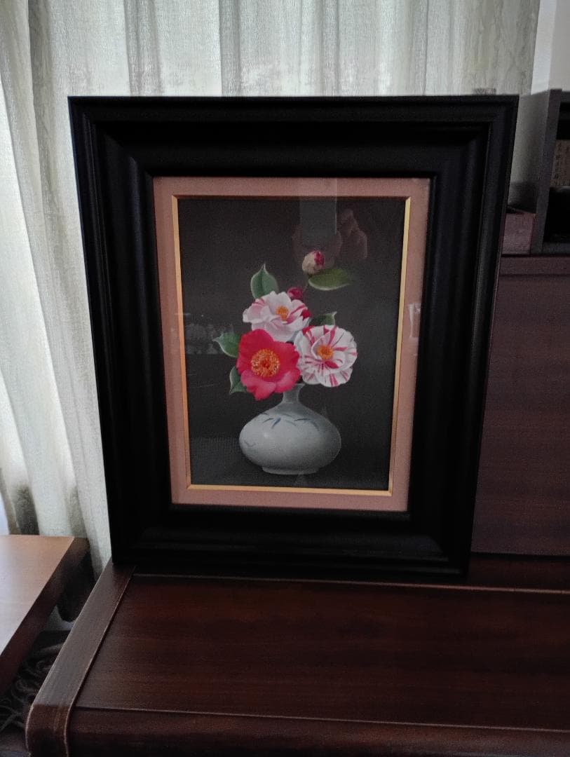 伊万里と絞椿　４号F　洋画家　小林政嗣 さいたま市 浦和区で「小林政嗣」や「瀧田依子」の油絵（洋画）を