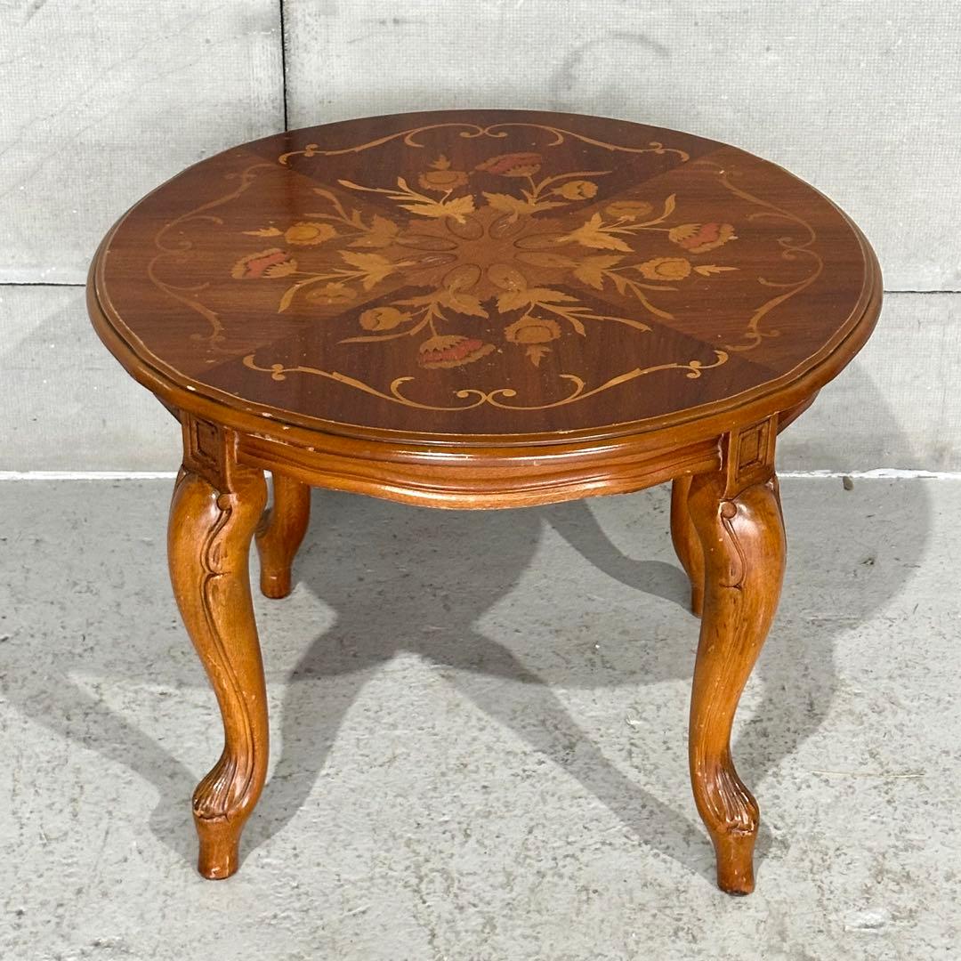 ✦90s✦ 象嵌 ラウンドテーブル 60cm 猫脚 ヨーロピアン クラシック