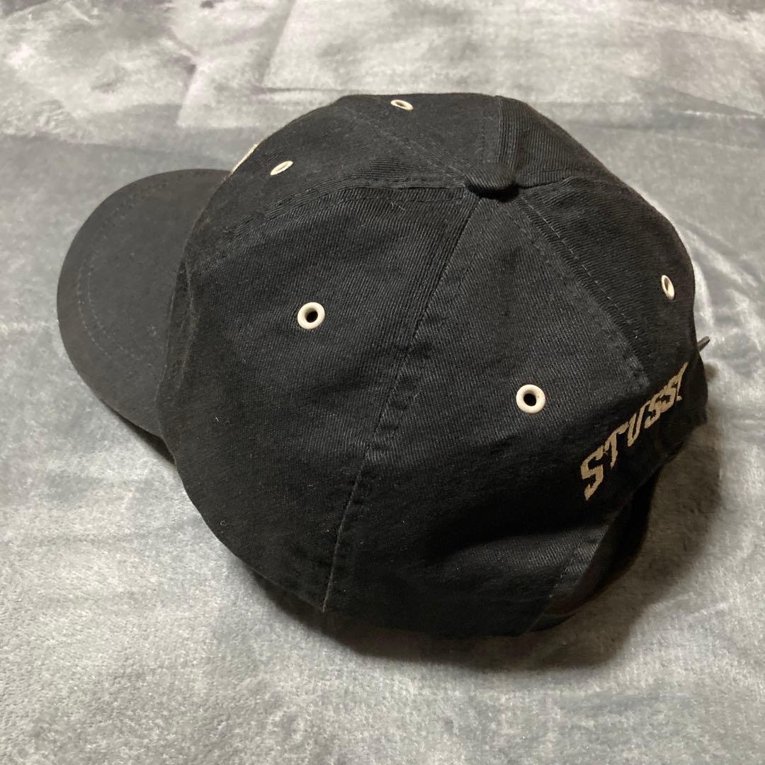 90s STUSSY 刺繍 キャップ 紺タグ ブラック オールドステューシー