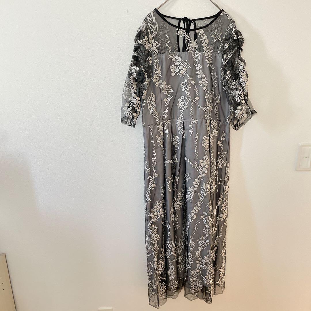 niana ニアナ 刺繍レース バックリボン パーティードレス 結婚式 ブラック