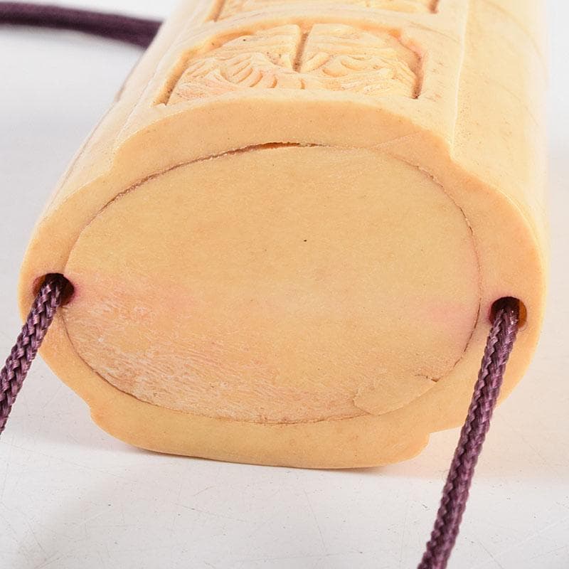 時代提げ物獣骨彫刻梟龍魚彫印籠薬入緒締め玉C9204